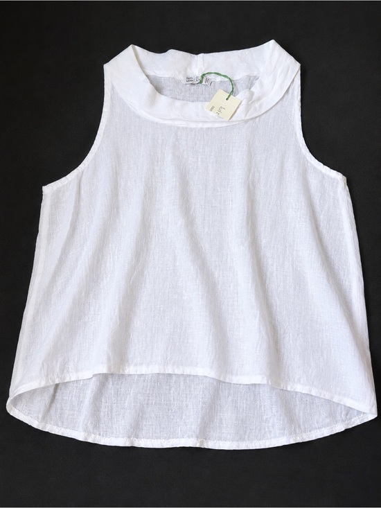 Tops - Made in Italy 100% Linen White Sleeveless Cowl Neck Top One Size NWT